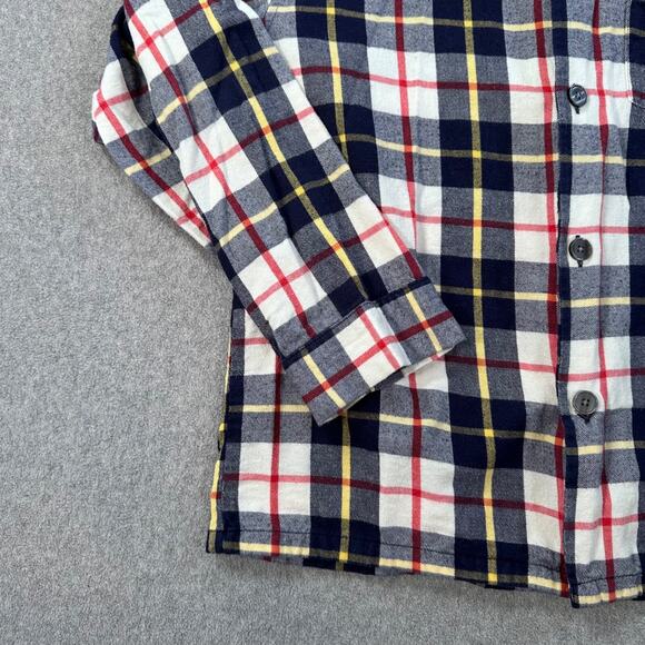 LL Bean Plaid Flannel Pajama Shirt 107923 Men Medium Navy Red Button Front - Picture 3 of 6
